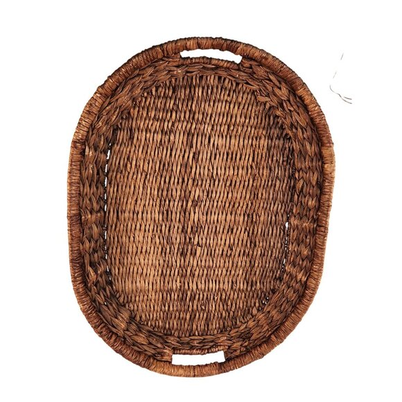 Oval Woven Rattan Serving Tray With Handles For Home Decor Or Entertaining - Picture 2 of 6